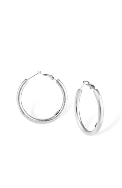 Rc Retro Chic Retro Medium Hoop Earrings In Silver