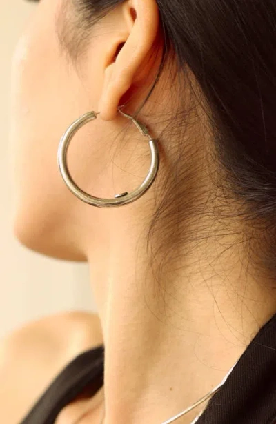 Rc Retro Chic Retro Medium Hoop Earrings In Silver
