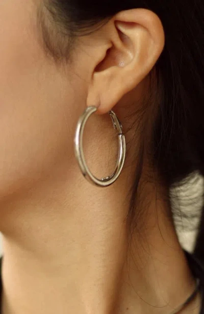 Rc Retro Chic Retro Medium Hoop Earrings In Silver