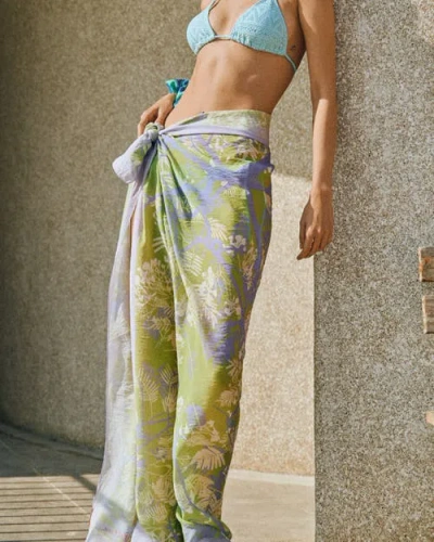 Lost Pattern Nyc "coco Dream" Beach Sarong Wrap In Green