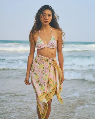 Lost Pattern Nyc "le Jardin" Beach Sarong Wrap In Multi