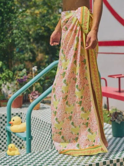 Lost Pattern Nyc "le Jardin" Beach Sarong Wrap In Multi