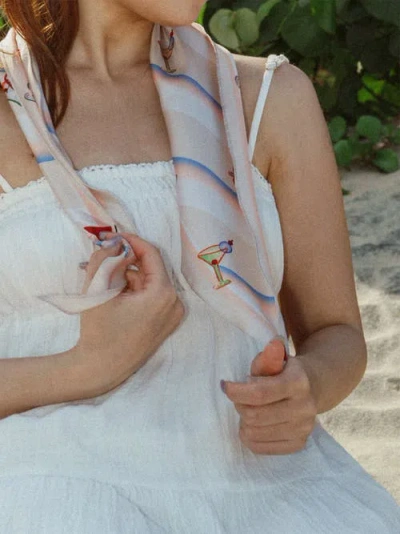 Lost Pattern Nyc "happy Hour" Silk Diamond Neckerchief In Pink