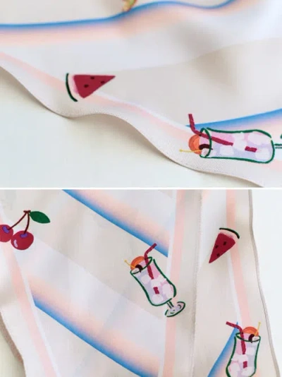 Lost Pattern Nyc "happy Hour" Silk Diamond Neckerchief In Pink