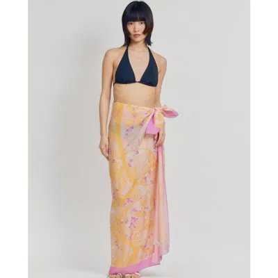 Lost Pattern Nyc "coco Dream" Beach Sarong Wrap In Pink