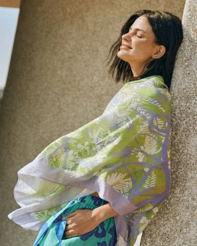 Lost Pattern Nyc "coco Dream" Beach Sarong Wrap In Green