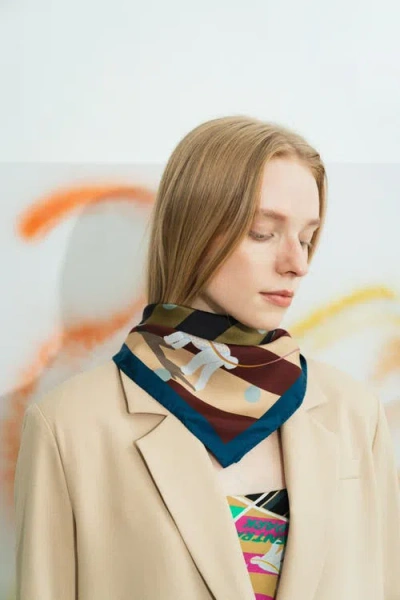 Lost Pattern Nyc "pan Pan" Silk Bandana In Multi