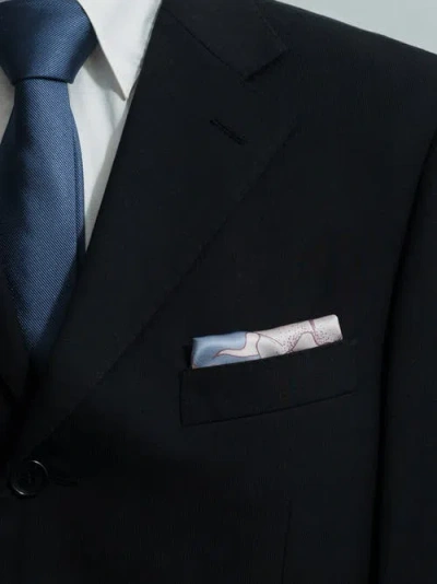 Lost Pattern Nyc "datura" Silk Pocket Square In Blue