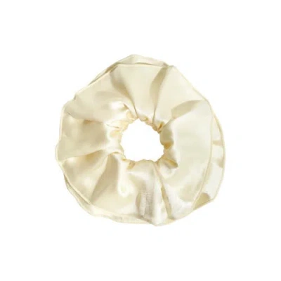 Lost Pattern Nyc Women's White Maxi Flower Double-layer Oversized Silk Scrunchie - Cream