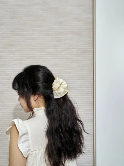 Lost Pattern Nyc Women's White Maxi Flower Double-layer Oversized Silk Scrunchie - Cream