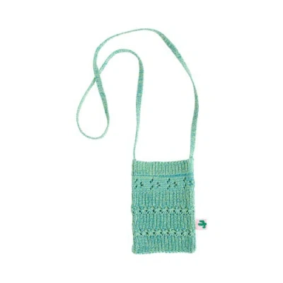 Lost Pattern Nyc "cactus" Crochet Crossbody Phone Bag In Green