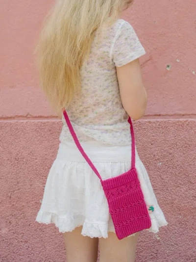 Lost Pattern Nyc "cactus" Crochet Crossbody Phone Bag In Pink