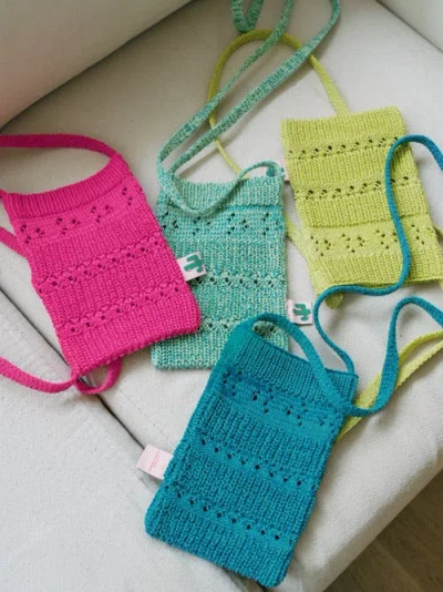 Lost Pattern Nyc "cactus" Crochet Crossbody Phone Bag In Pink