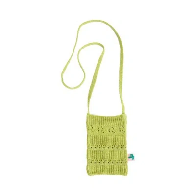 Lost Pattern Nyc "cactus" Crochet Crossbody Phone Bag In Green