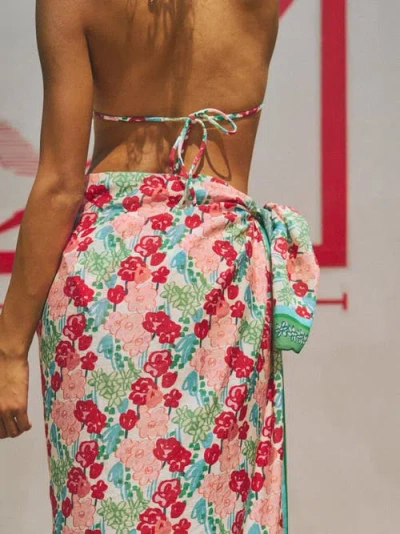 Lost Pattern Nyc "le Jardin" Beach Sarong Wrap In Multi