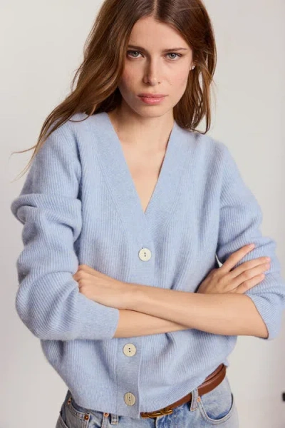 The Shirt By Rochelle Behrens The Cashmere V-neck Sweater In Blue