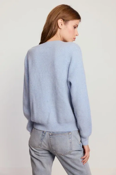 The Shirt By Rochelle Behrens The Cashmere V-neck Sweater In Blue