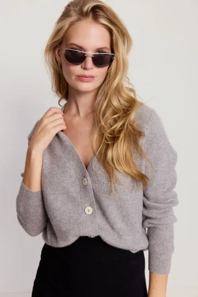 The Shirt By Rochelle Behrens The Cashmere V-neck Sweater In Gray