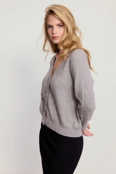 The Shirt By Rochelle Behrens The Cashmere V-neck Sweater In Gray