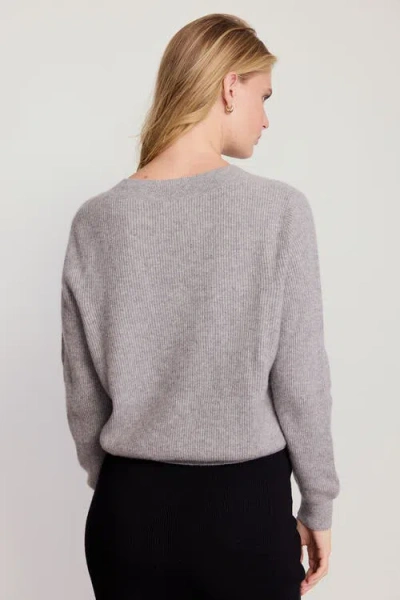 The Shirt By Rochelle Behrens The Cashmere V-neck Sweater In Gray