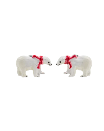 Fable England Cosy Polar Bear Silver Stud Earrings In Silver