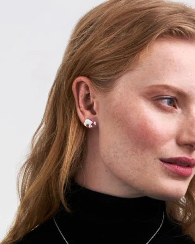 Fable England Cosy Polar Bear Silver Stud Earrings In Silver