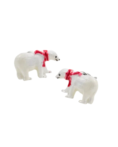 Fable England Cosy Polar Bear Silver Stud Earrings In Silver