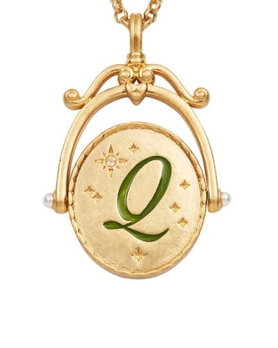 Fable England Q Initial Queen Annes Lace Gold Spinner Chain Necklace In Gold