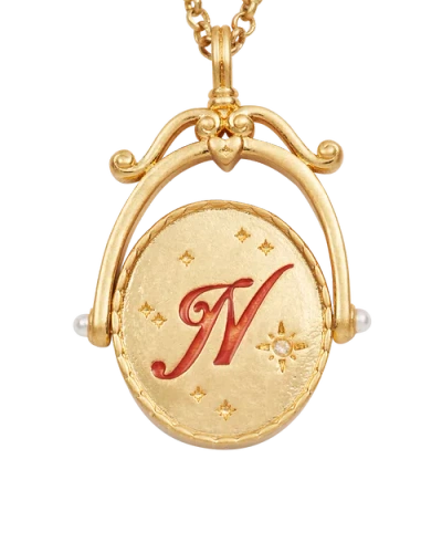 Fable England N Initial Nasturtium Gold Spinner Chain Necklace In Gold