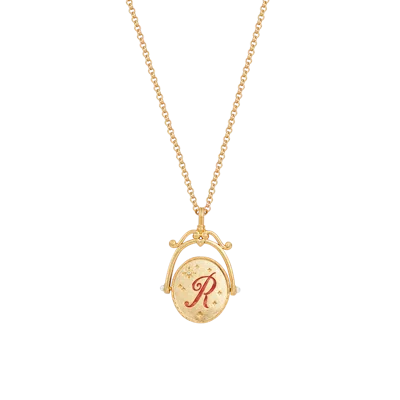 Fable England R Initial Rose Gold Spinner Chain Necklace In Gold
