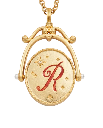 Fable England R Initial Rose Gold Spinner Chain Necklace In Gold