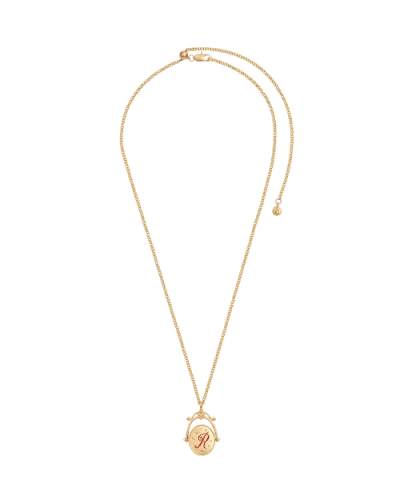 Fable England R Initial Rose Gold Spinner Chain Necklace In Gold