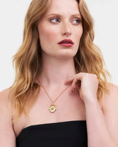 Fable England M Initial Magnolia Gold Spinner Chain Necklace In Gold