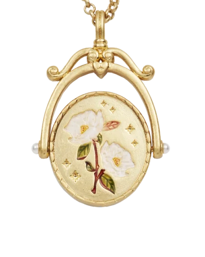 Fable England M Initial Magnolia Gold Spinner Chain Necklace In Gold