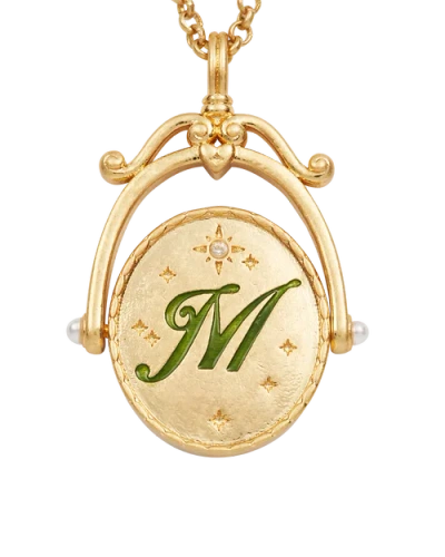 Fable England M Initial Magnolia Gold Spinner Chain Necklace In Gold