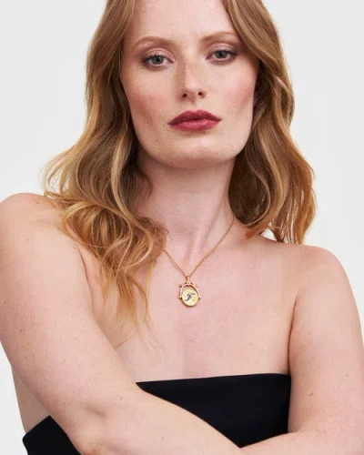 Fable England F Initial Forget-me-not Gold Spinner Chain Necklace In Gold