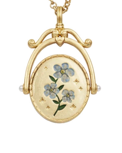 Fable England F Initial Forget-me-not Gold Spinner Chain Necklace In Gold