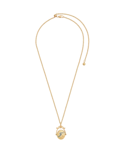 Fable England F Initial Forget-me-not Gold Spinner Chain Necklace In Gold