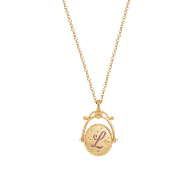 Fable England L Initial Lavender Gold Spinner Chain Necklace In Gold