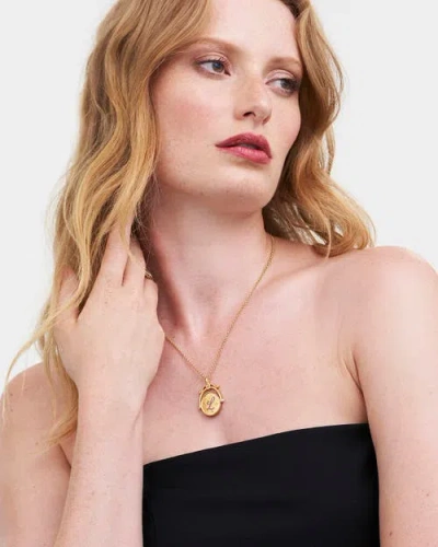 Fable England L Initial Lavender Gold Spinner Chain Necklace In Gold
