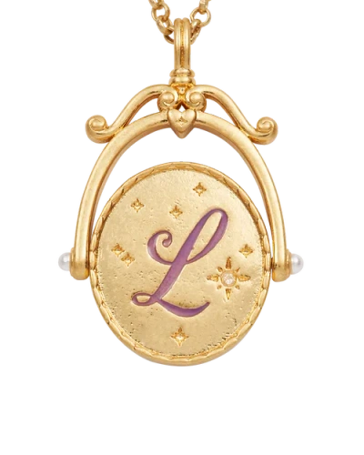Fable England L Initial Lavender Gold Spinner Chain Necklace In Gold