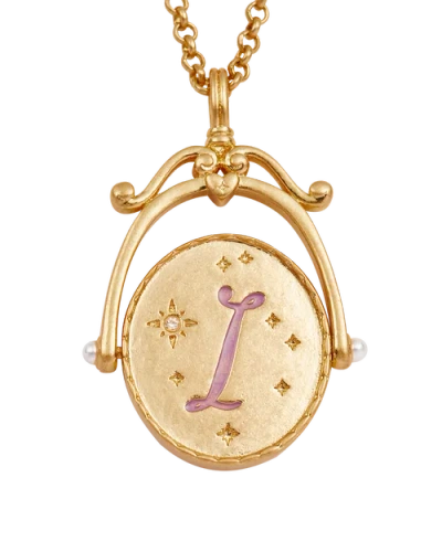 Fable England I Initial Iris Gold Spinner Chain Necklace In Gold
