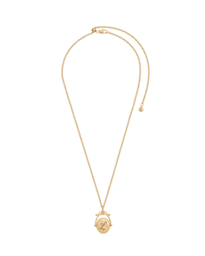 Fable England L Initial Lavender Gold Spinner Chain Necklace In Gold