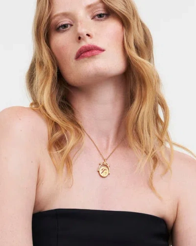 Fable England T Initial Tulip Gold Spinner Chain Necklace In Gold