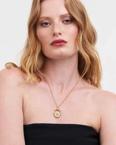 Fable England W Initial Water Lily Gold Spinner Chain Necklace In Gold