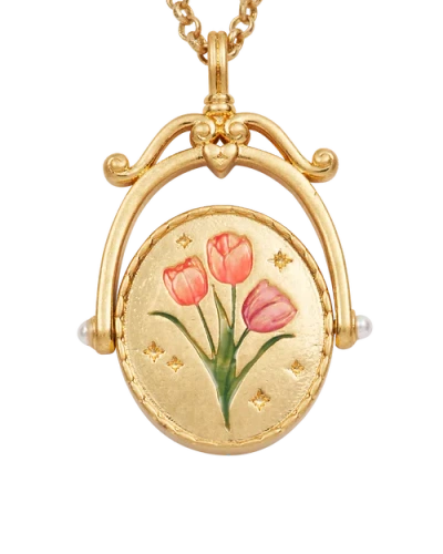 Fable England T Initial Tulip Gold Spinner Chain Necklace In Gold