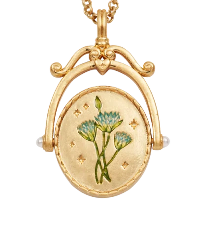 Fable England W Initial Water Lily Gold Spinner Chain Necklace In Gold