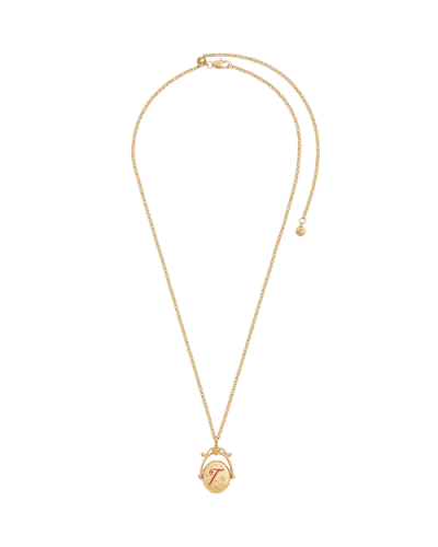 Fable England T Initial Tulip Gold Spinner Chain Necklace In Gold