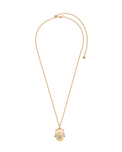 Fable England W Initial Water Lily Gold Spinner Chain Necklace In Gold