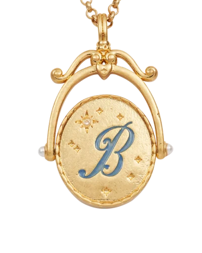 Fable England B Initial Bluebell Gold Spinner Chain Necklace In Gold